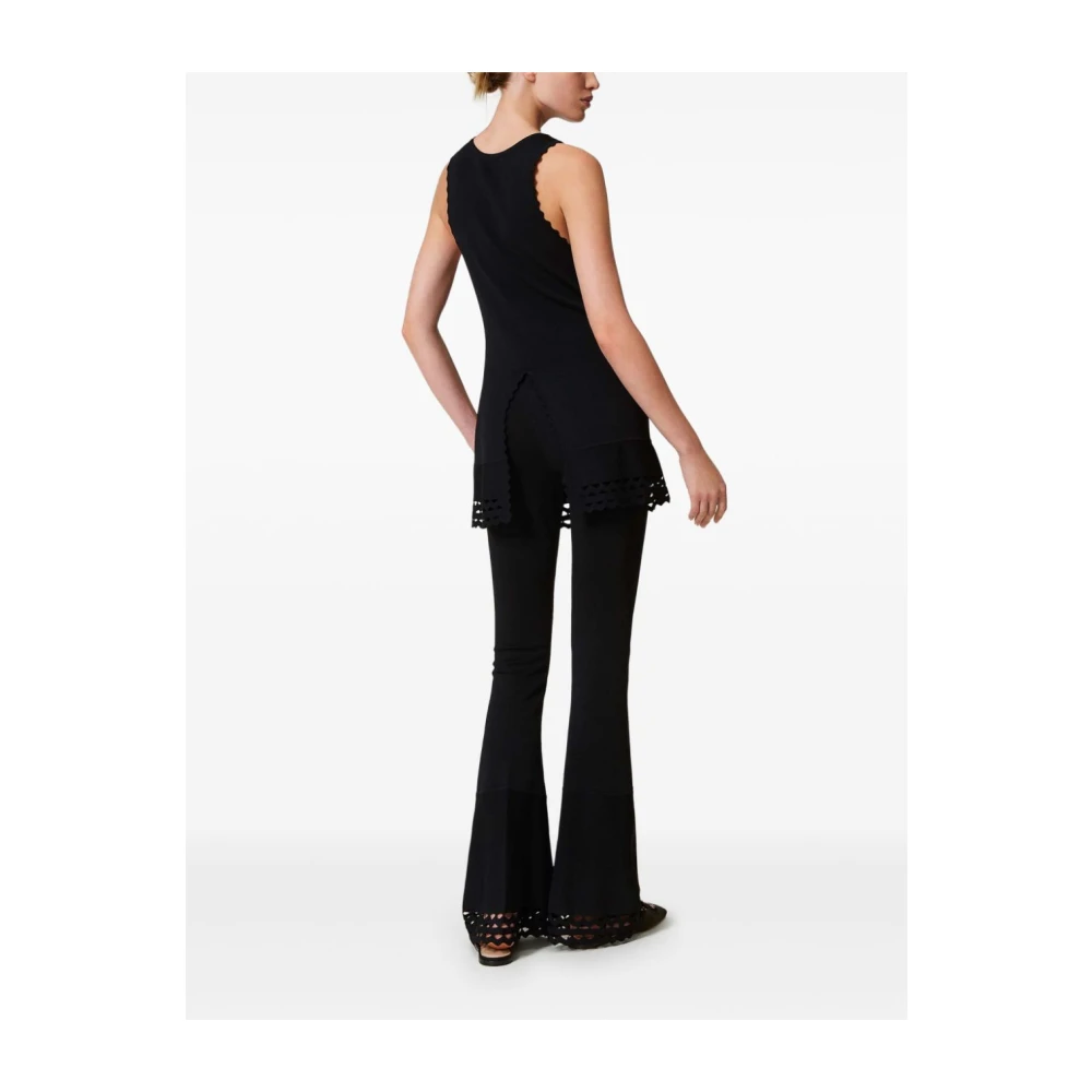 Twinset Zwarte broek met geschulpte rand Black Dames