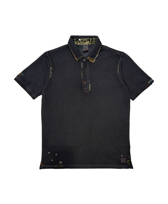 zwarte-korte-mouw-geborduurde-poloshirt