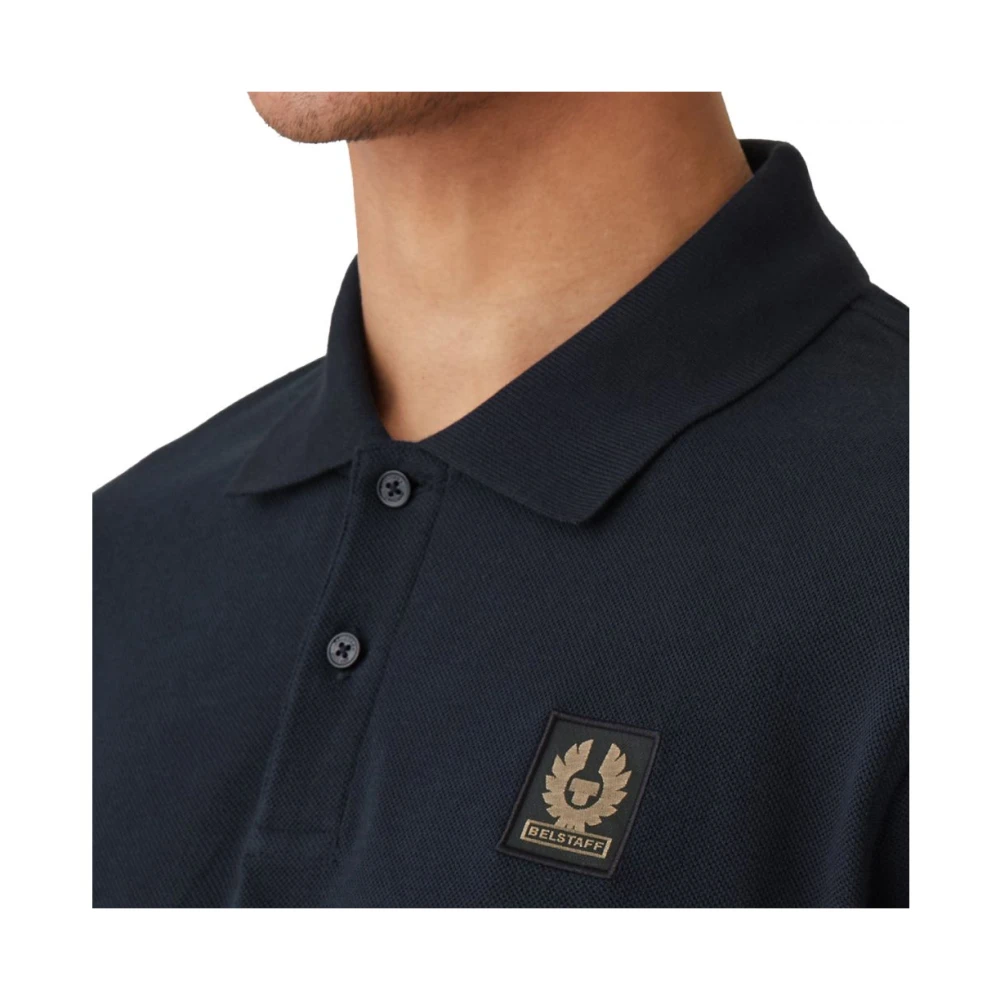 Belstaff Donker Ink Katoenen Pique Polo met Phoenix Embleem Blue Heren