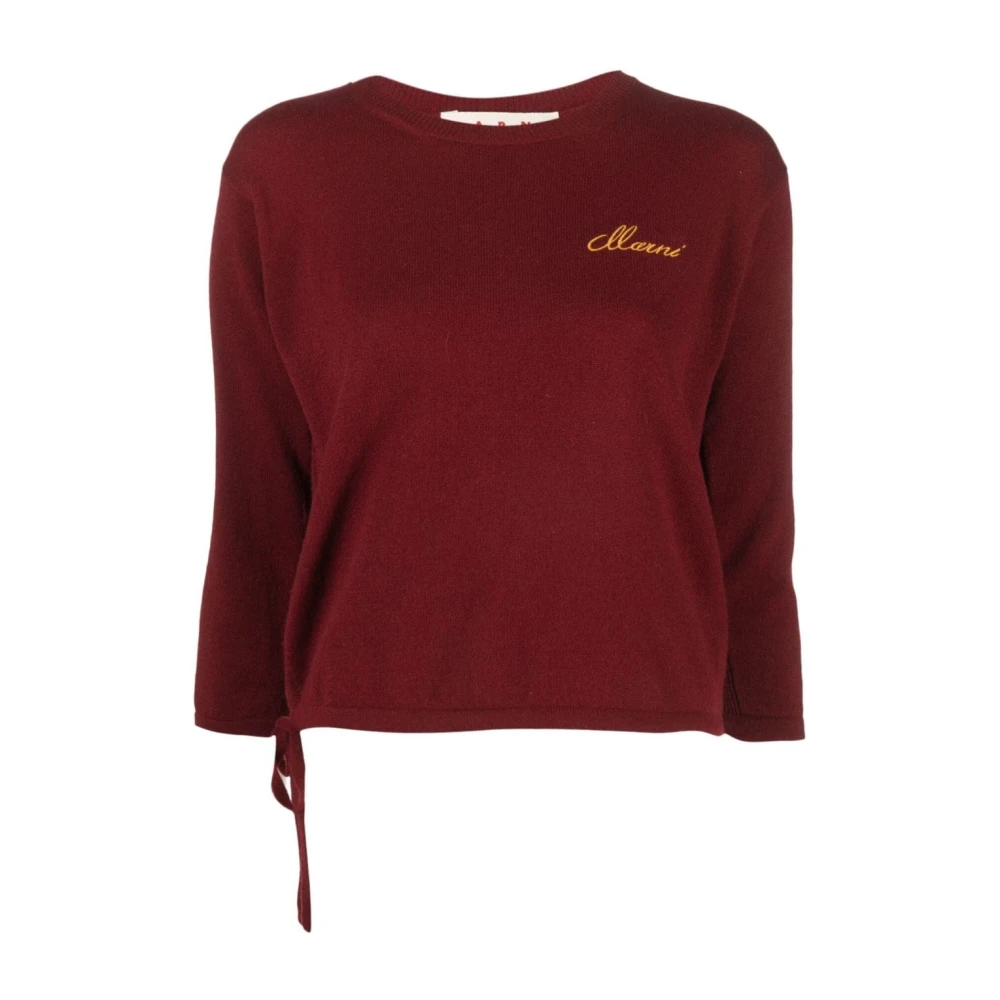 Marni Red Wool Jumper - Female - Round-Neck Knitwear - Xs - Knitwear