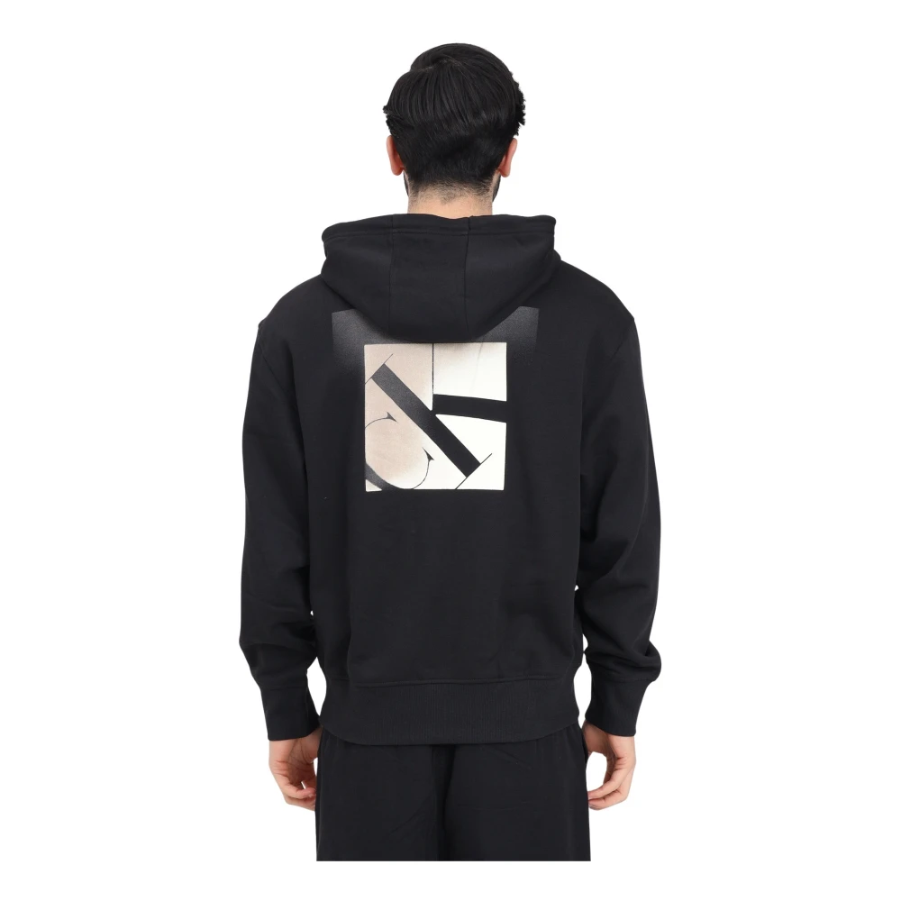 Calvin Klein Jeans Zwarte hoodie met abstract grafisch print Black Heren