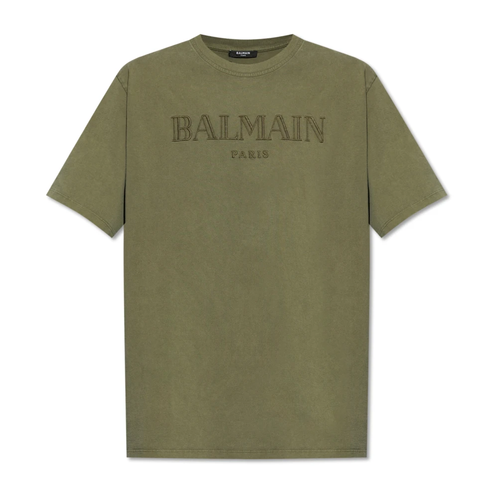 Balmain T-shirt met logo Green Heren