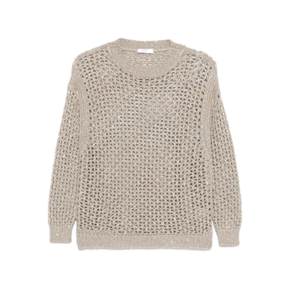 Panicale Beige Open-Knit Jumper - Female - Round-Neck Knitwear - S - Knitwear