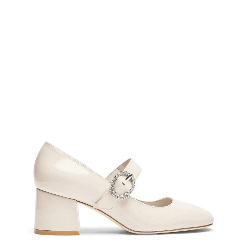 Stuart Weitzman Kristallspänne Mary Jane Klackar White, Dam