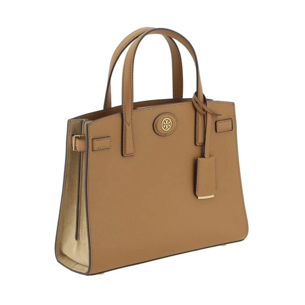 TORY BURCH Gepolijste Leren Schoudertas met Klep Brown Dames