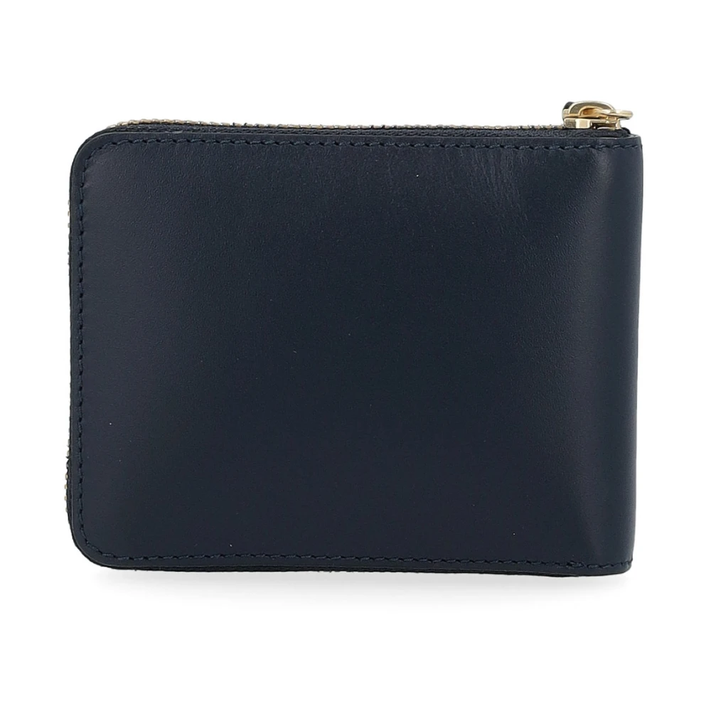 Comme des Garçons Navy blauw leren portemonnee met rits Blue Unisex
