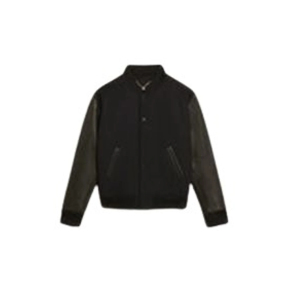 Golden Goose Bomberjack met wolmix en leren mouwen Black Heren