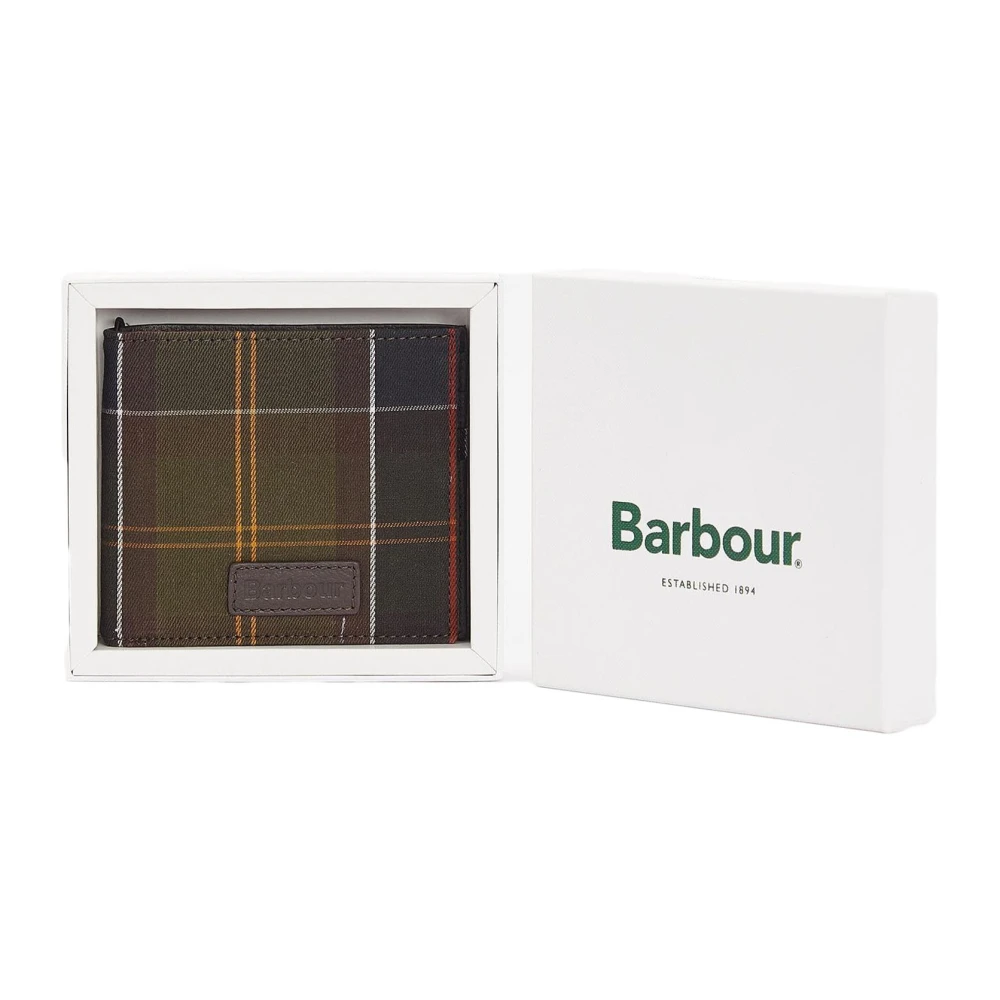 Barbour Groene Tartan Leren Portemonnee Green Heren