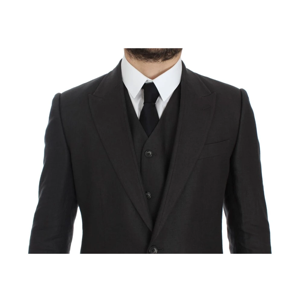 Dolce & Gabbana Elegante grijze linnen blazer en vest Gray Heren