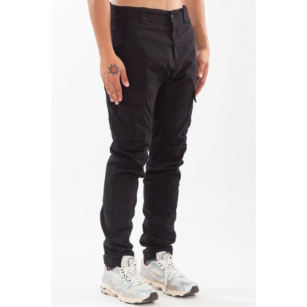 C.P. Company Dubbele Cargo Broek in Stretch Sateen Black Heren