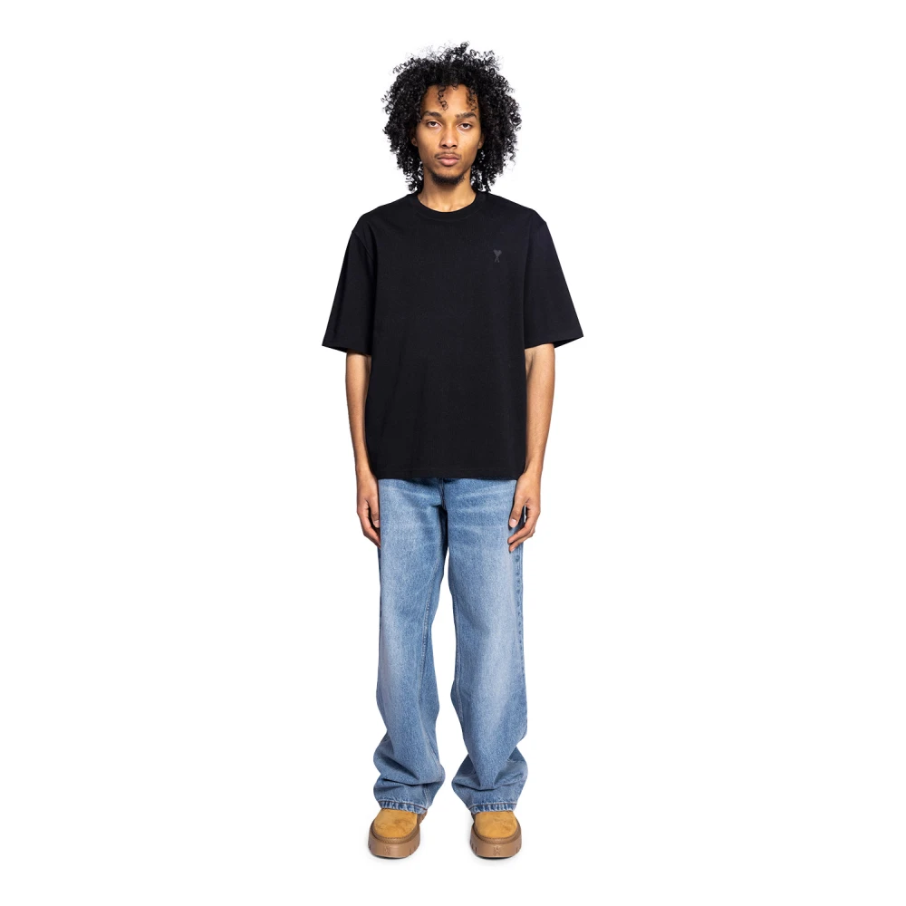 Ami Paris Zwart Tonal Box Tee Shirt Black Heren