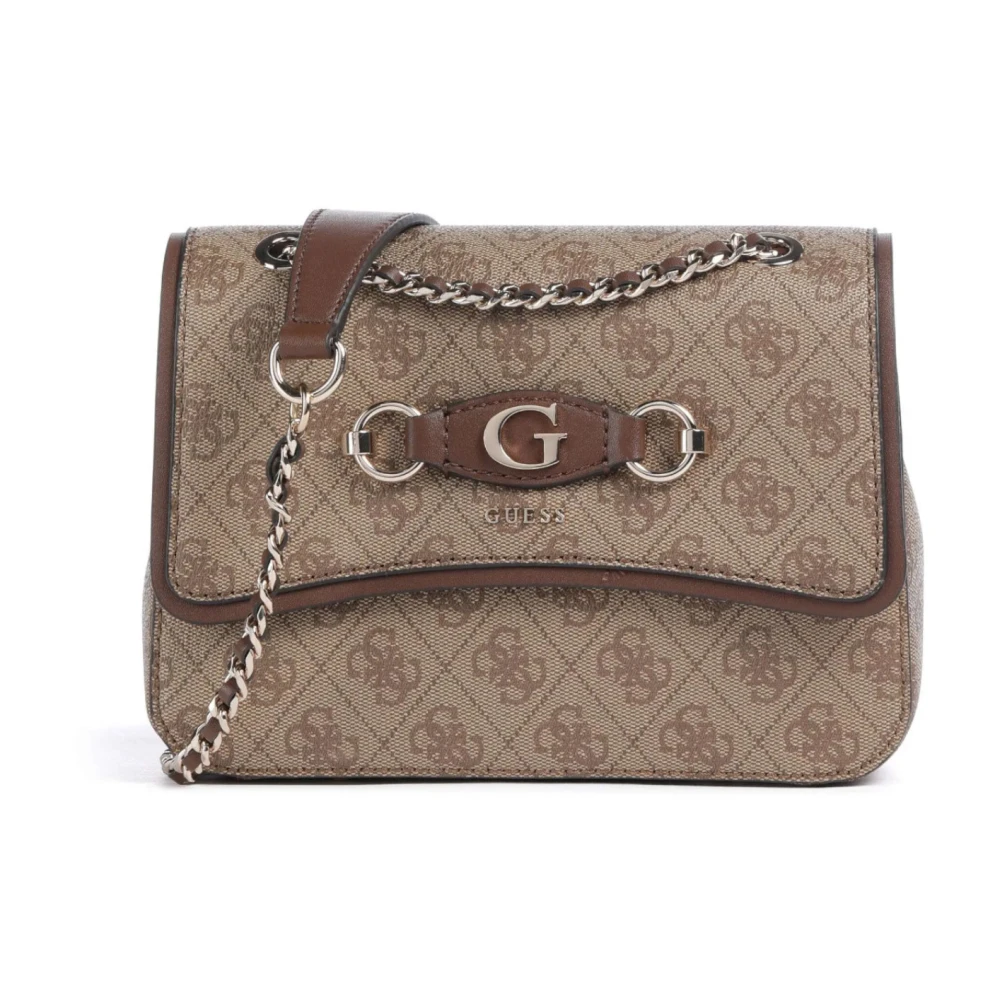 Guess Bruine Schoudertas met All-Over Logo Brown Dames