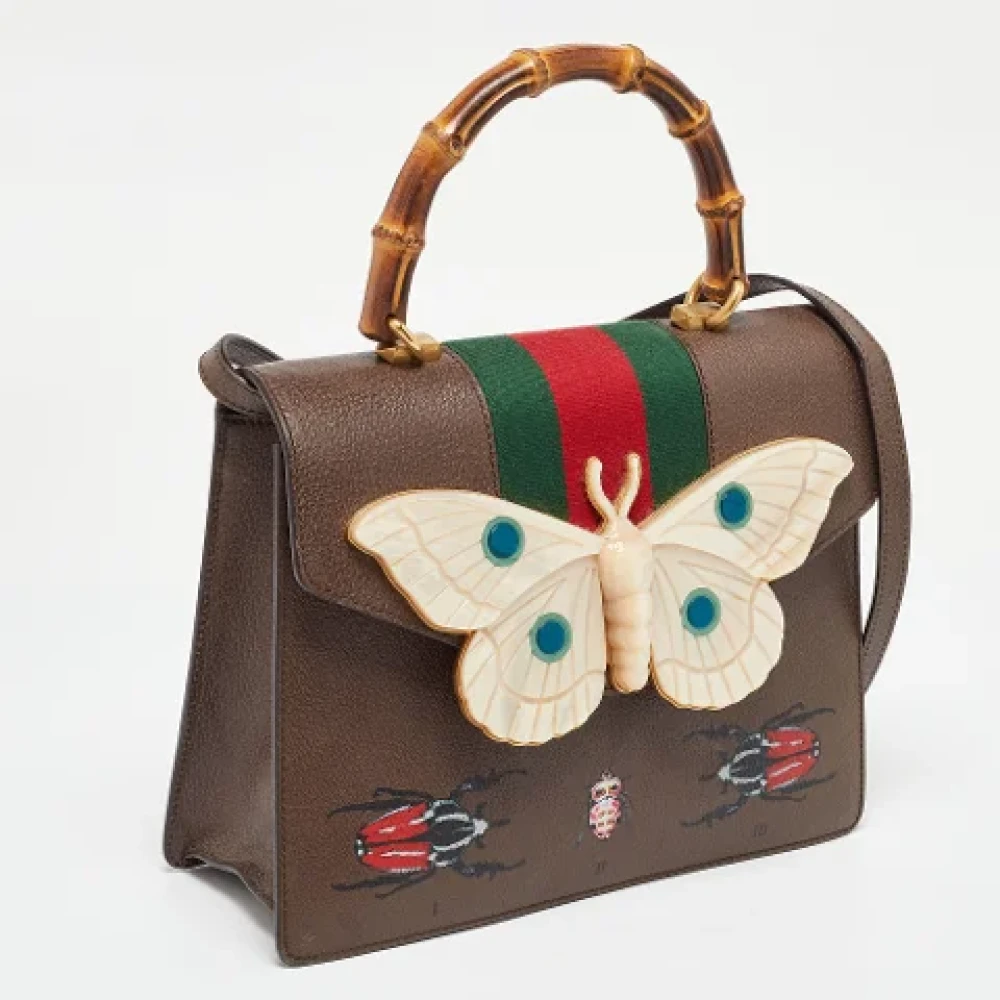 Gucci Vintage Pre-owned Leather handbags Brown Dames