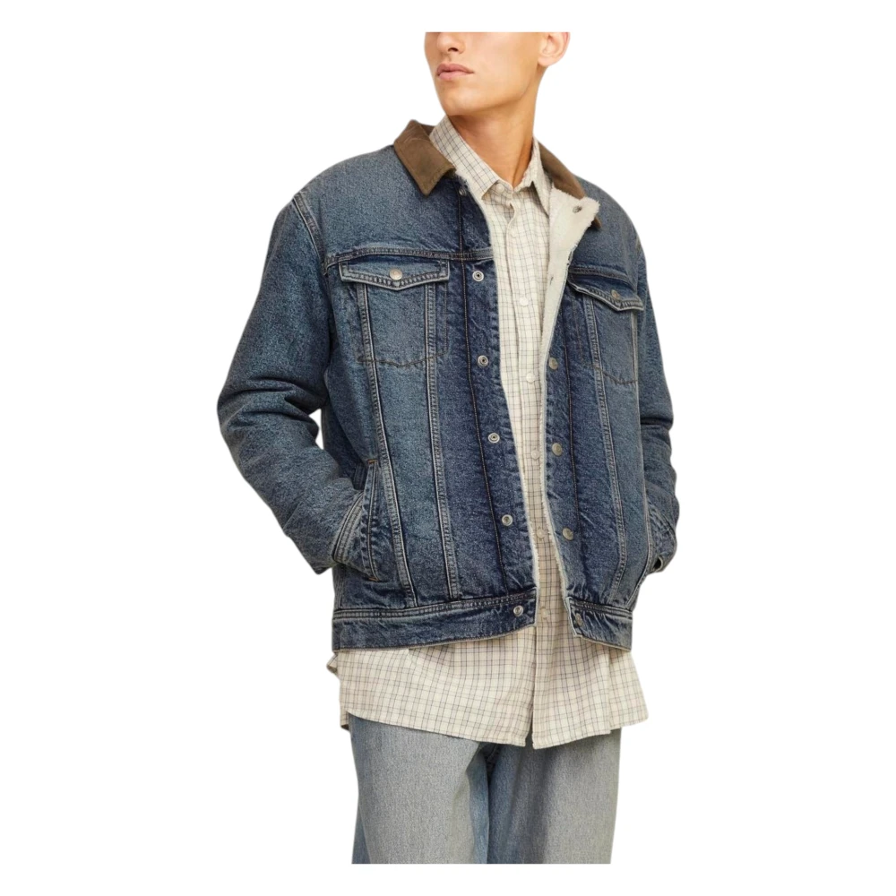 jack & jones Blauwe Katoenen Jas met Voorzakken Blue Heren