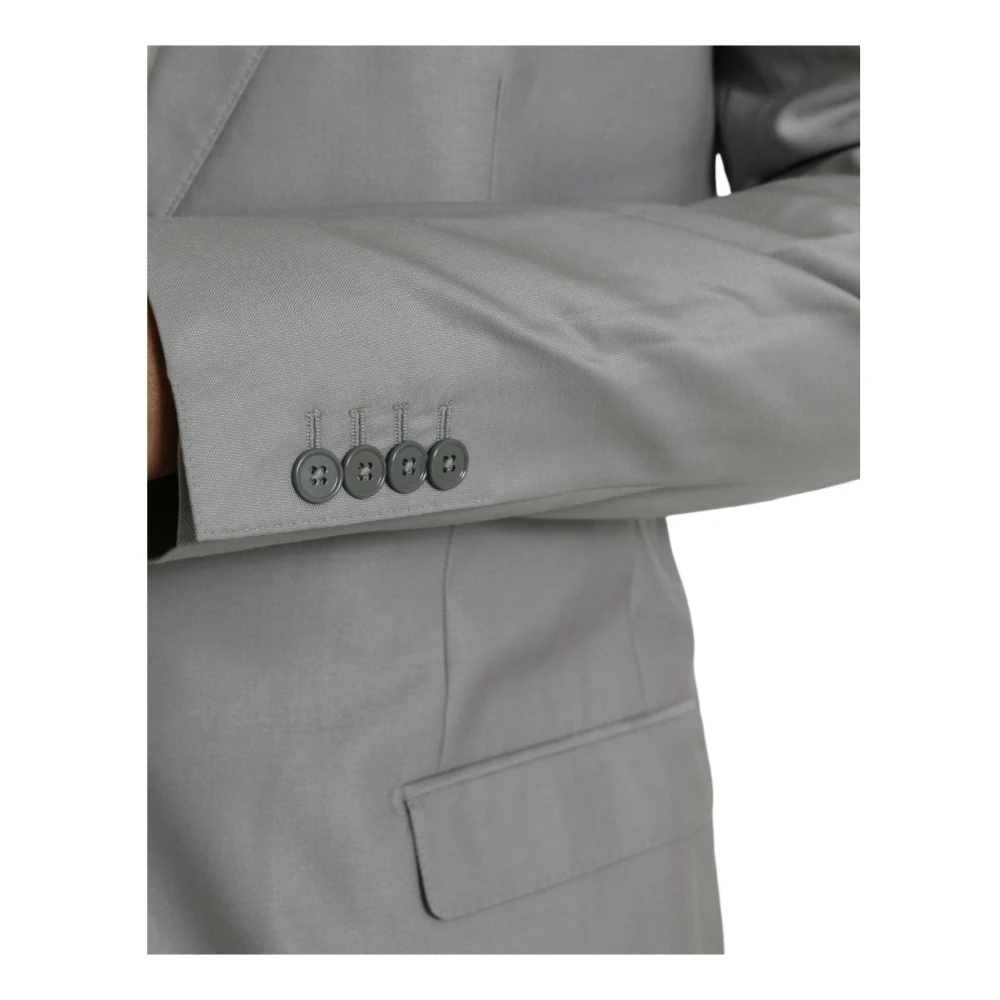 Dolce & Gabbana Grijze Peak Revers Wollen Blazer Gray Heren
