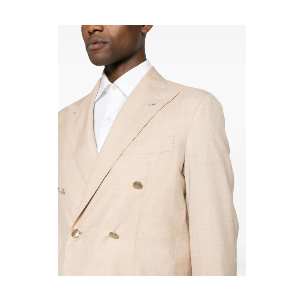 Gabo Napoli Geruit Blazer en Broek Set Beige Heren