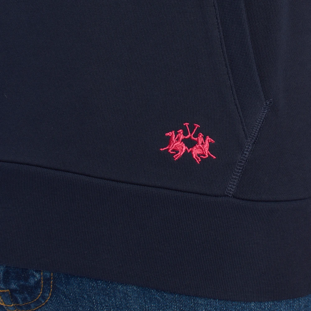 LA MARTINA Hoodie met rits en unieke graphics Blue Heren