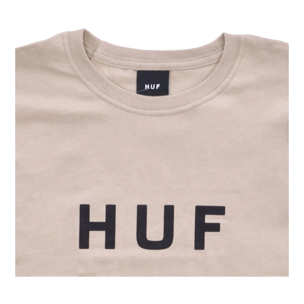 HUF Logo Tee Sand Heren T-shirt Beige Heren