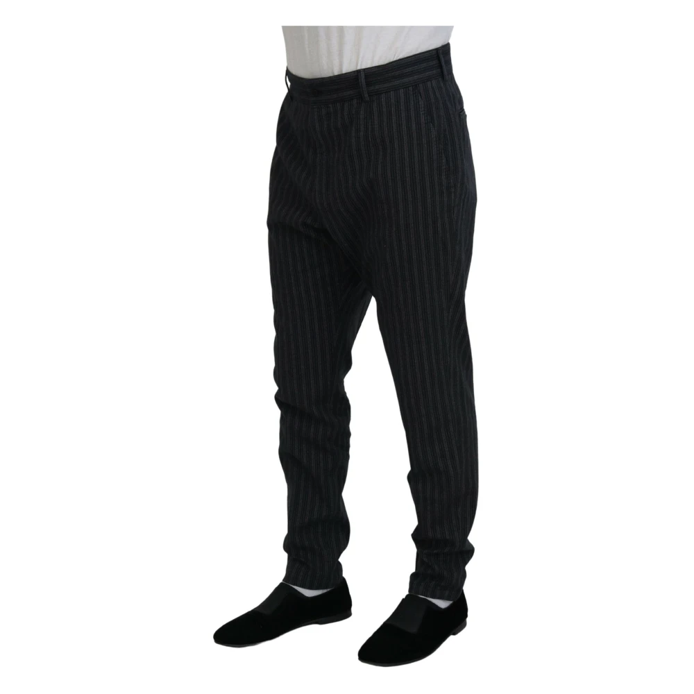 Dolce & Gabbana Donkergrijze Gestreepte Chino Pantalon Multicolor Heren