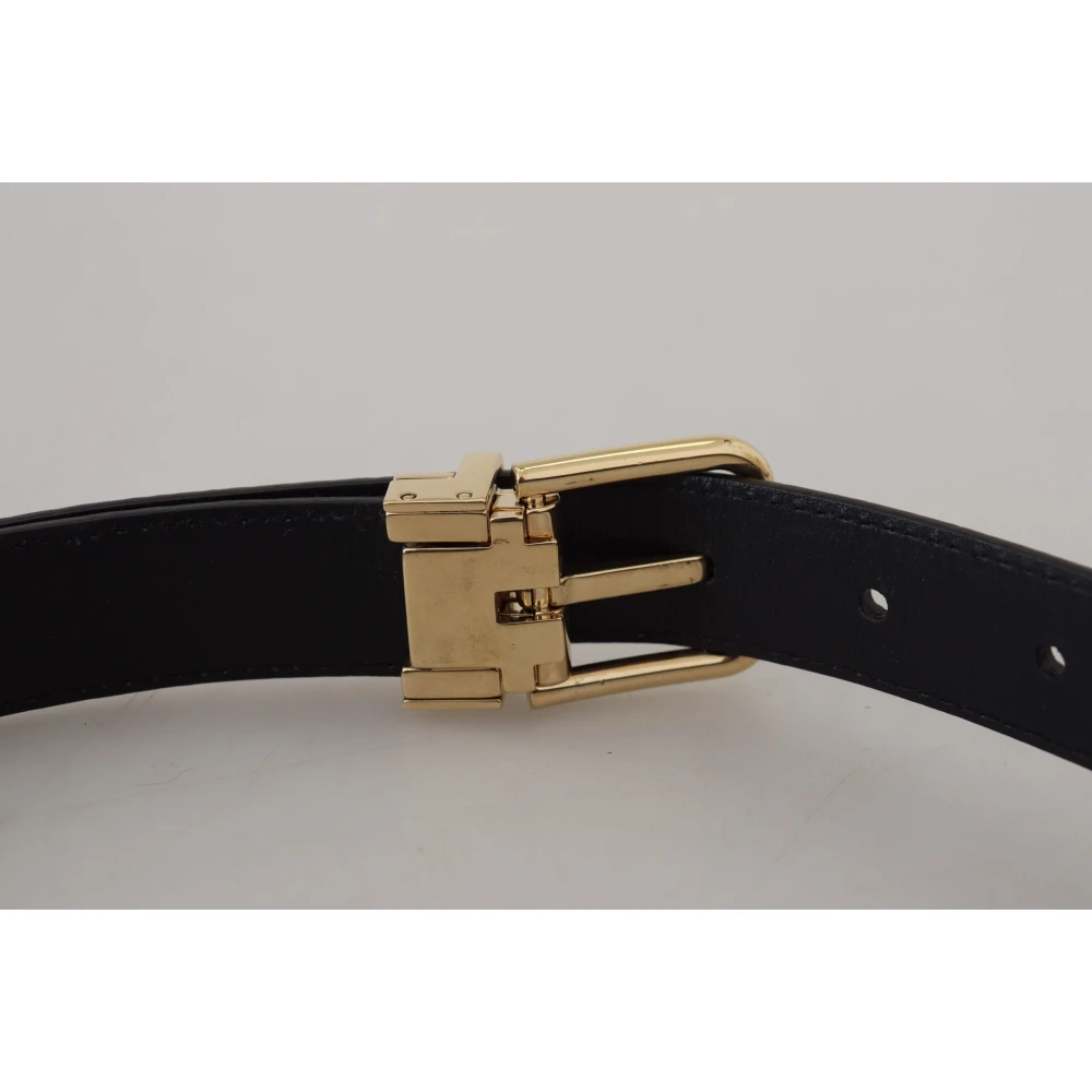 Dolce & Gabbana Zwarte exotische leren riem met gouden gesp Black Heren