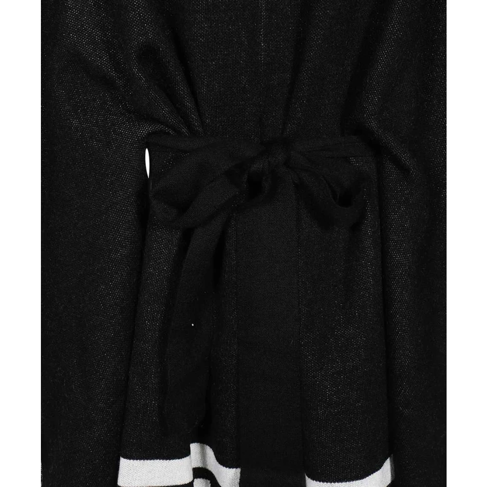 Karl Lagerfeld Logo Intarsia Poncho Jas Black Dames