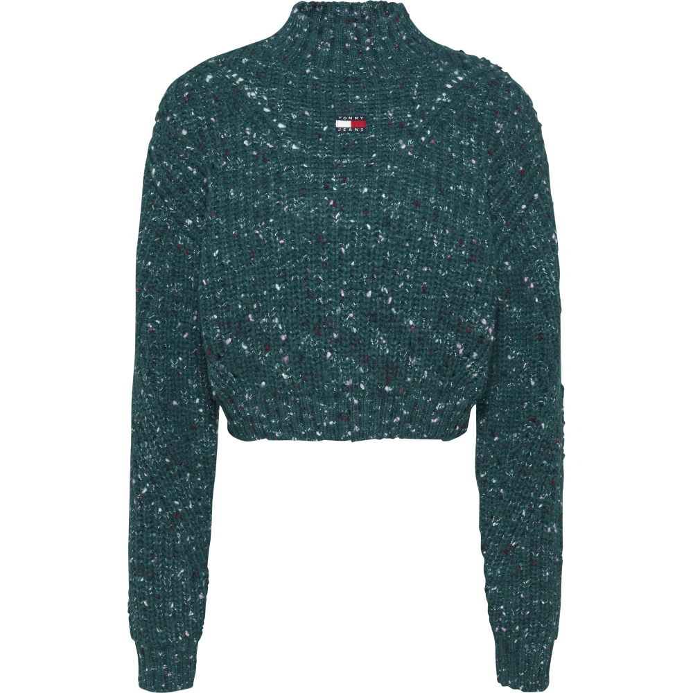 Tommy Jeans Blauwe Melange Cropped Sweater Blue Dames