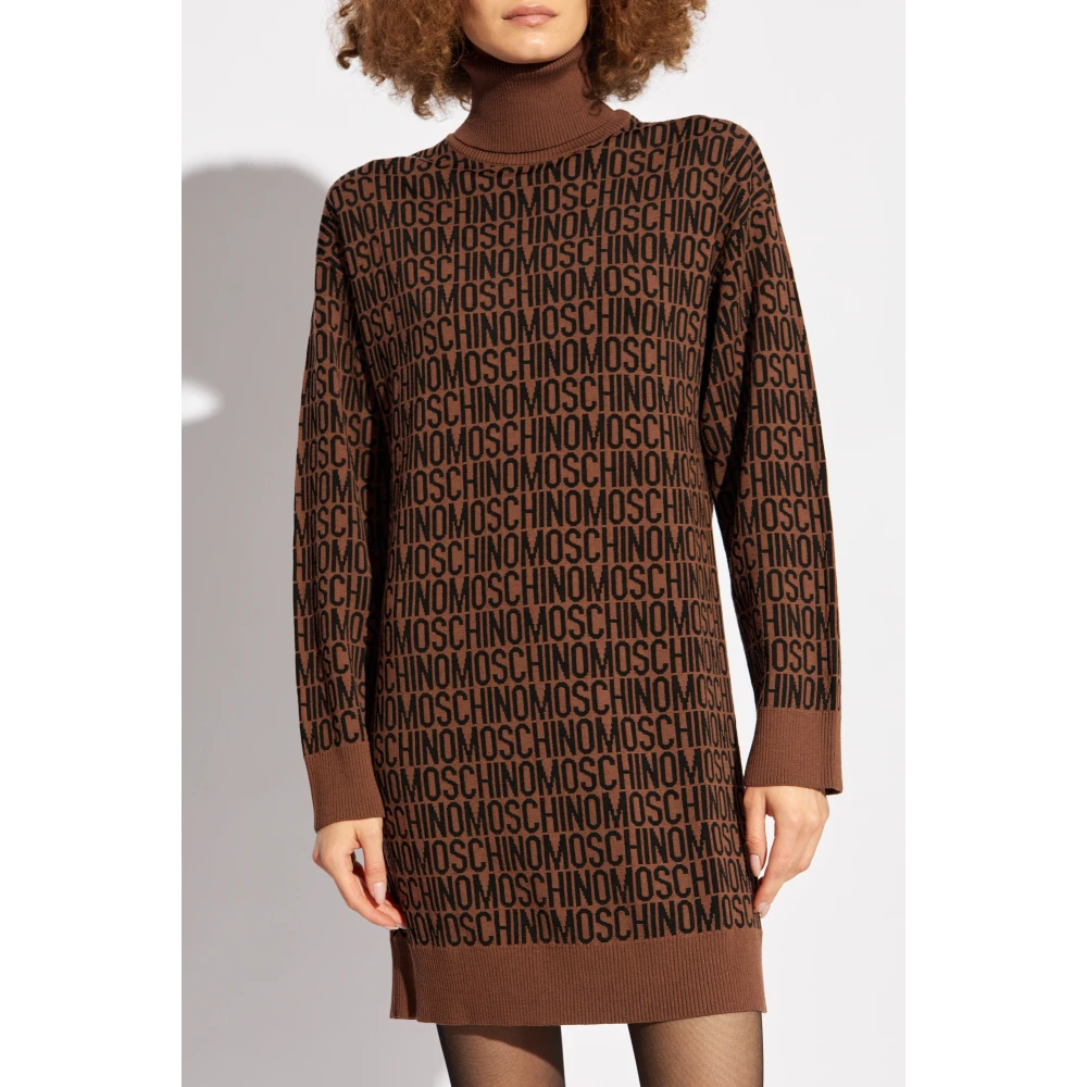 Moschino Jurk met logo Brown Dames