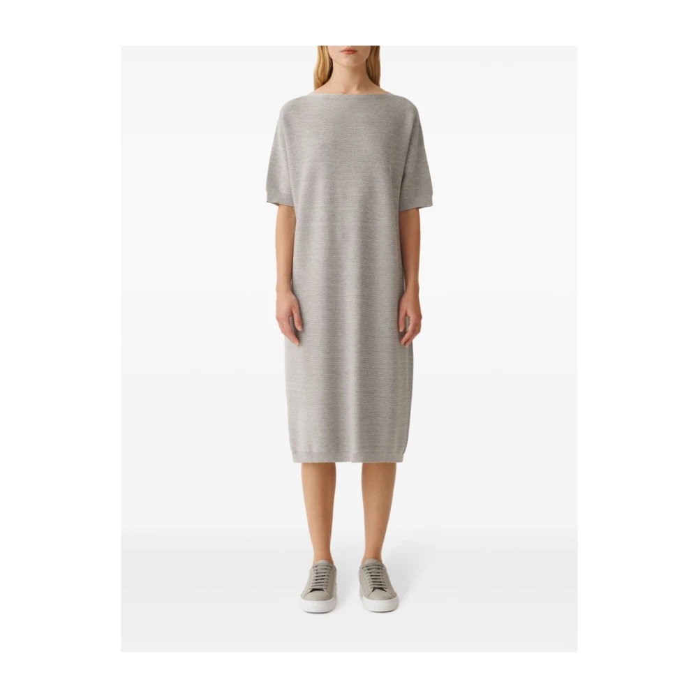 Fabiana Filippi Grijze Boothals Jurk Knielengte Gray Dames