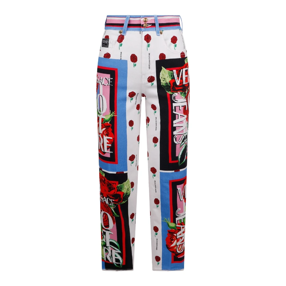 Versace Jeans Couture Dambyxor med rosprint - Storlek 30 Multicolor, Dam