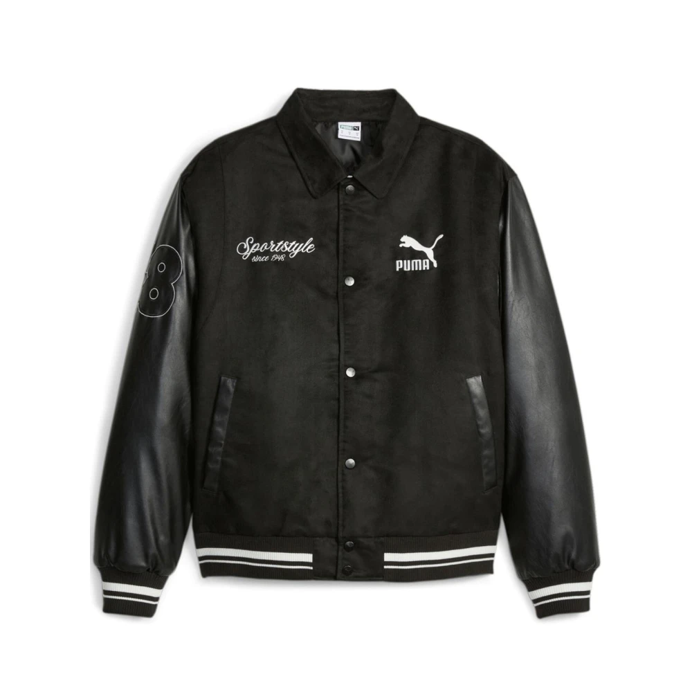 Puma Vintage Varsity Jacket Cotton Parka Black Heren