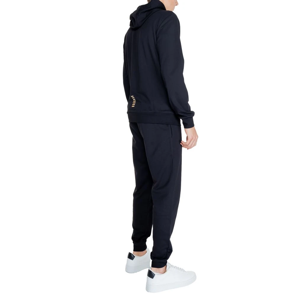 Emporio Armani EA7 Zwarte Katoenen Sweatuit Herfst Winter Collectie Black Heren
