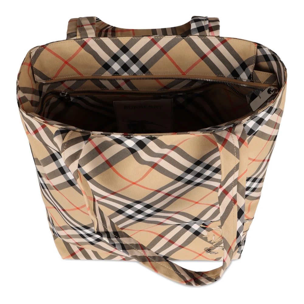 Burberry Geruite Stoffen Tote Tas met Rits Beige Heren