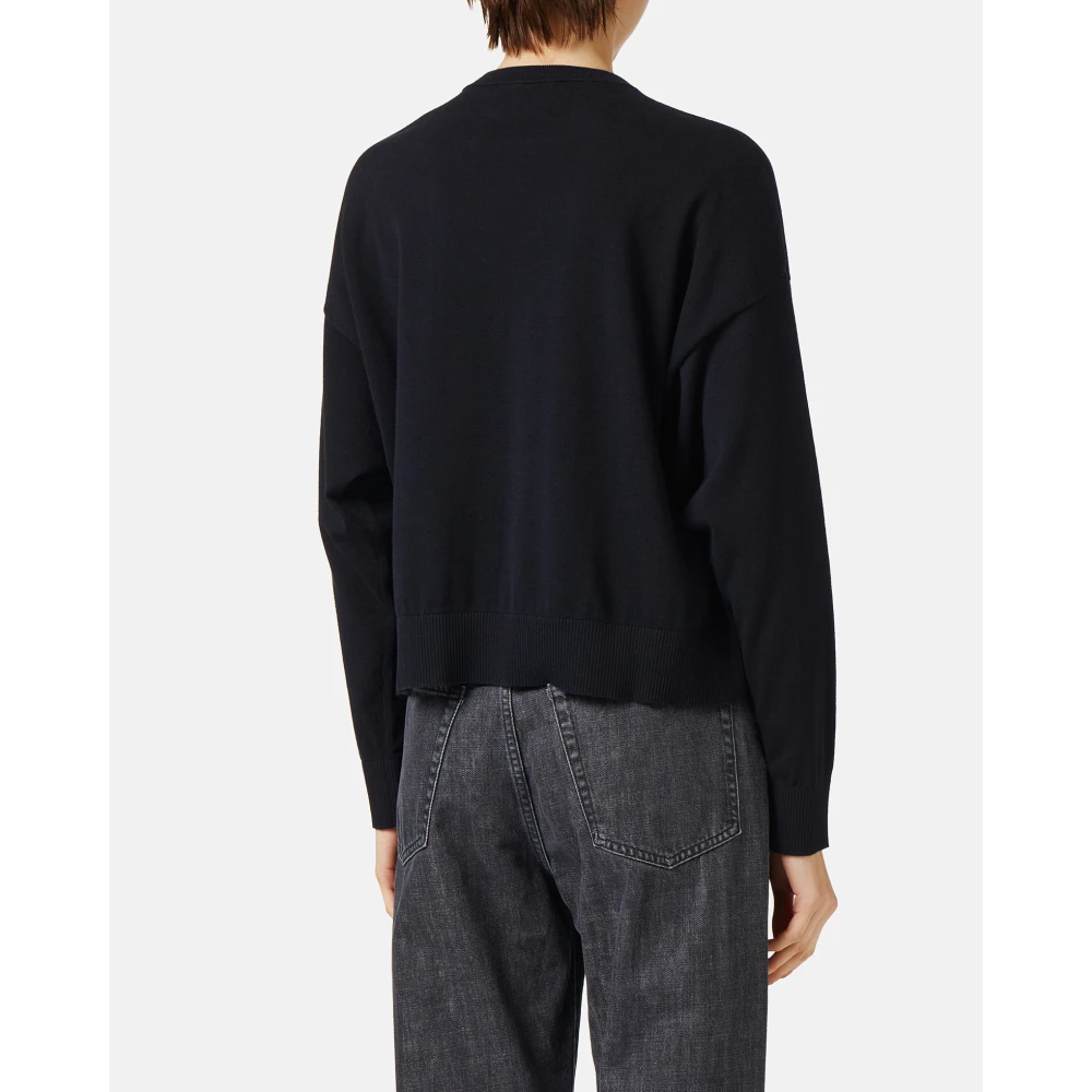 Iceberg Zwarte crew neck sweater van superdunne katoen Black Dames