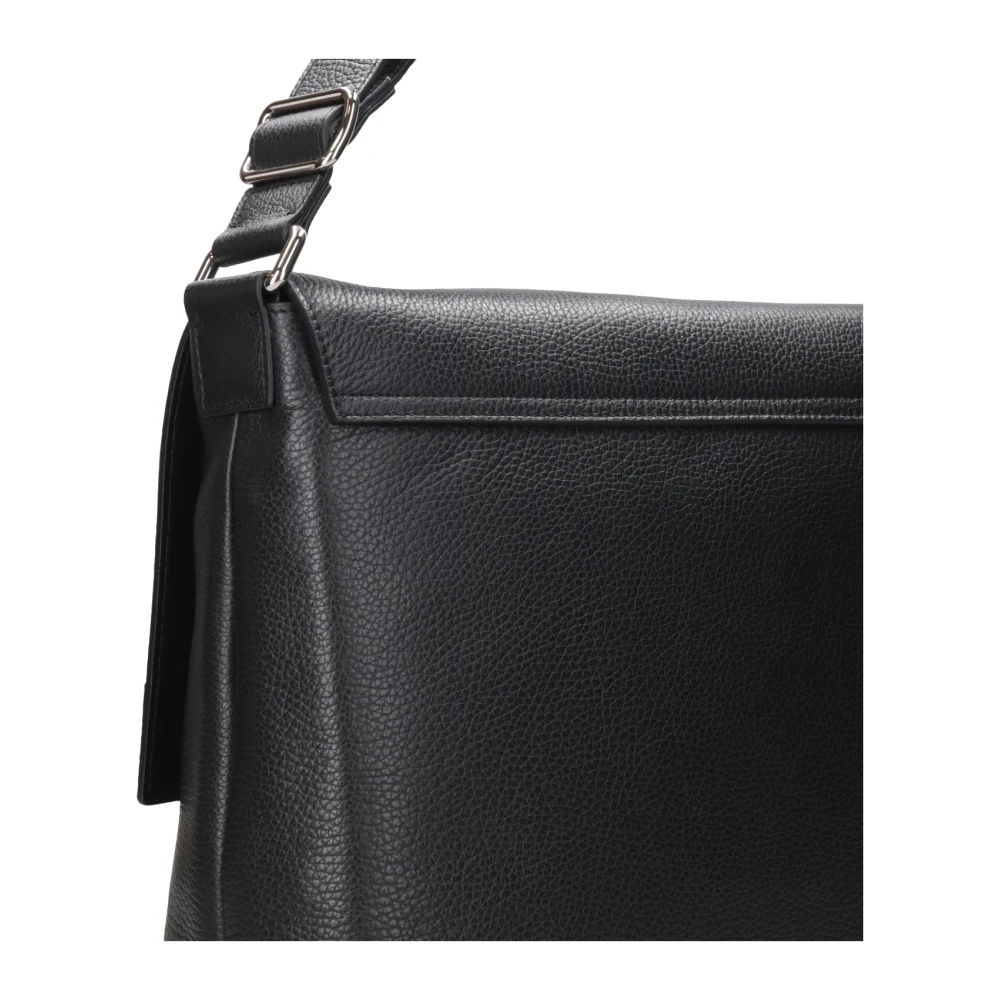 Orciani Zwarte Leren Messenger Tas Black Heren