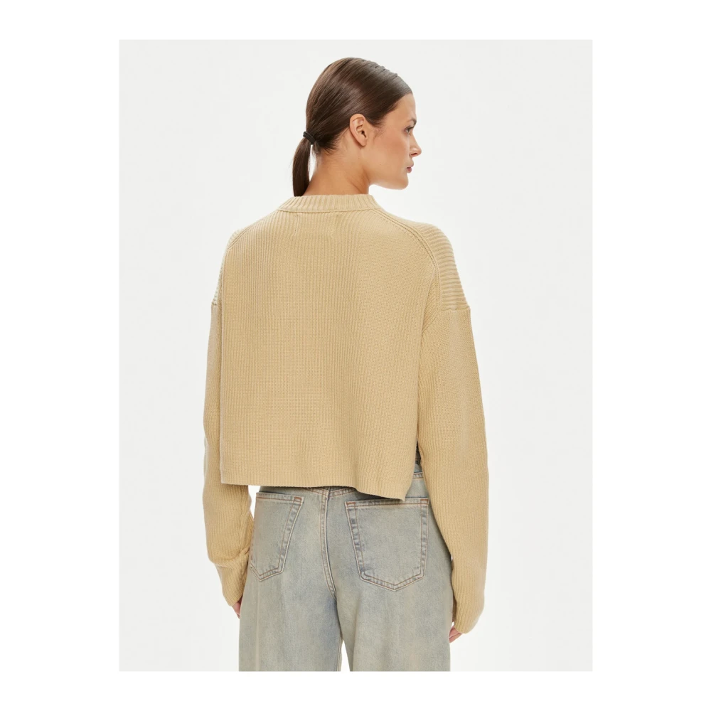 Calvin Klein Beige Logo Sweater Straight Fit Beige Dames