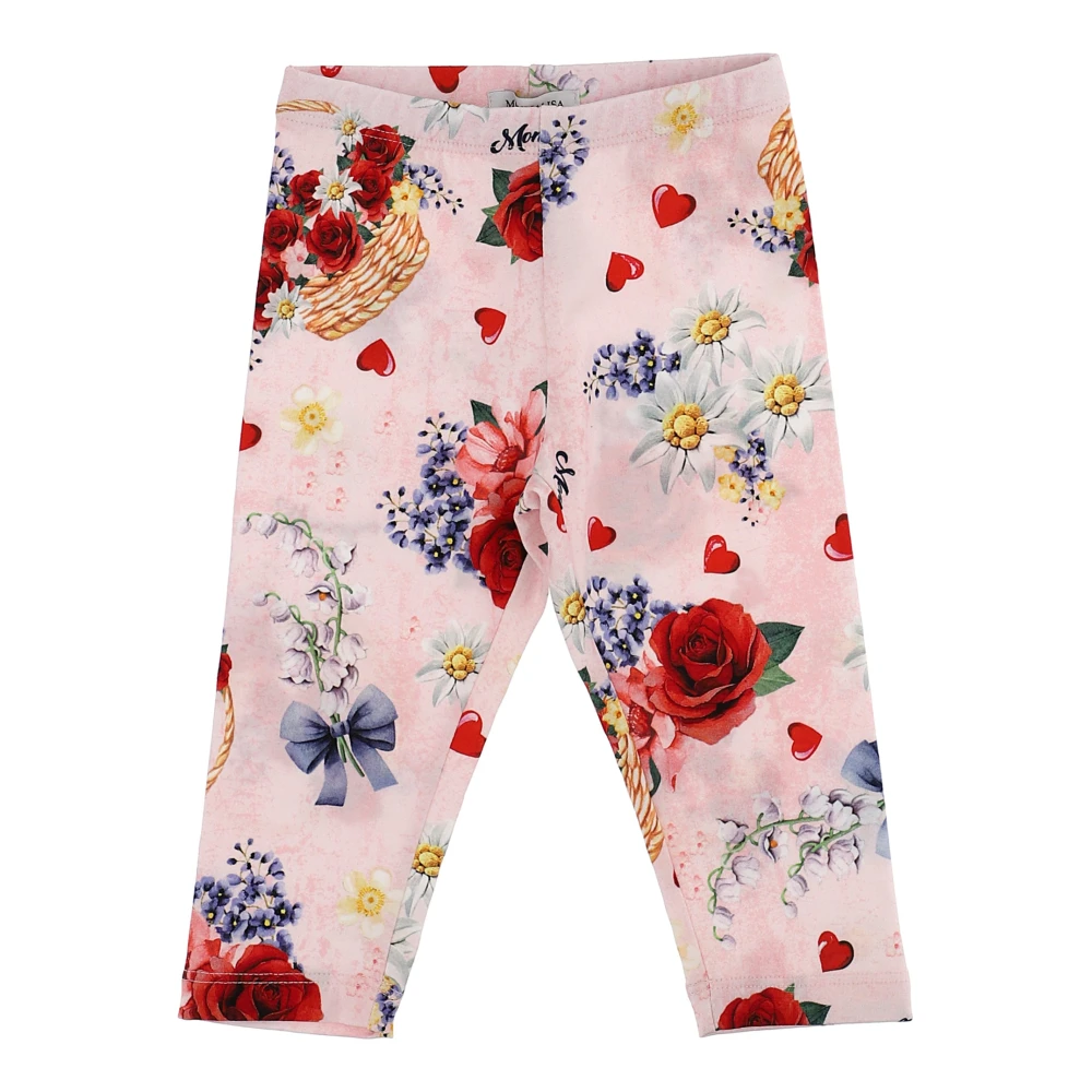 Monnalisa Boys Pink Rose-Print Leggings - Leggings - 6 M - Kids