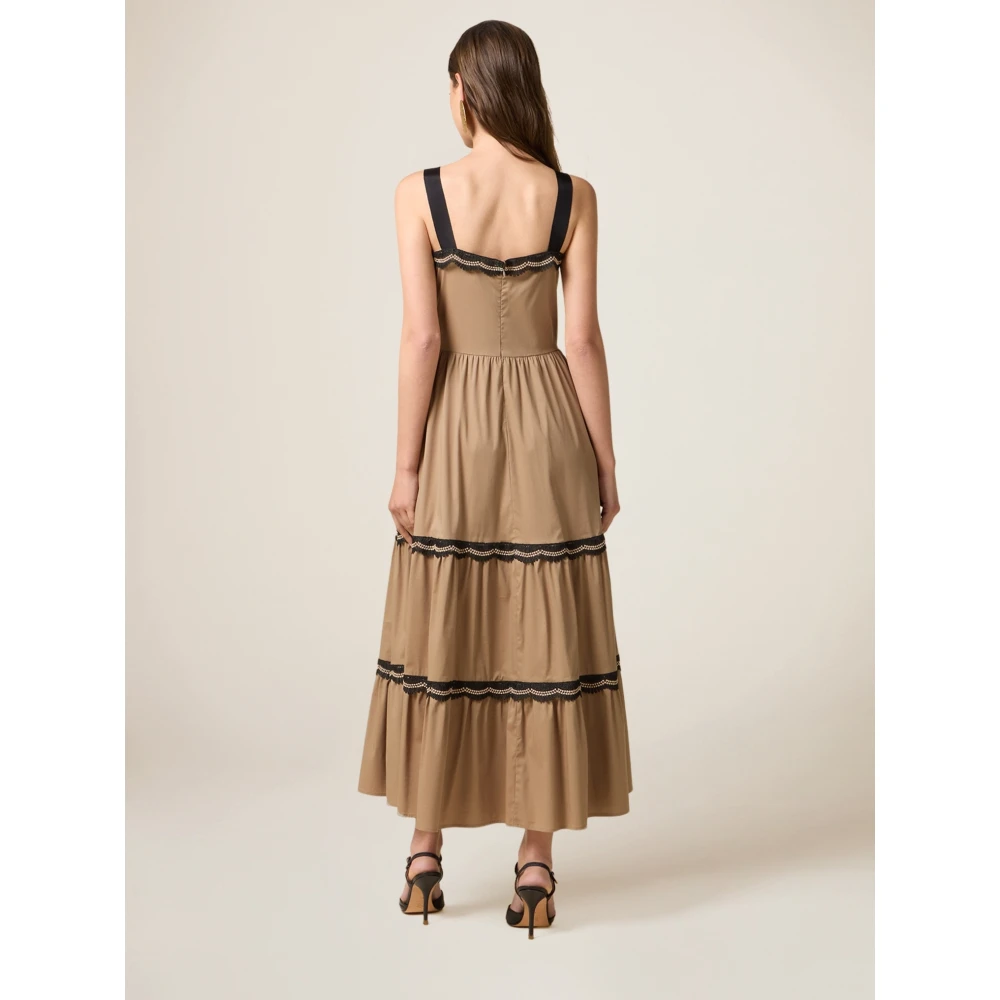 Oltre Lange Jurk met Macramé Details Green Dames