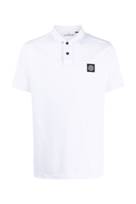 polo-compass-stone-island-en-coton-blanc