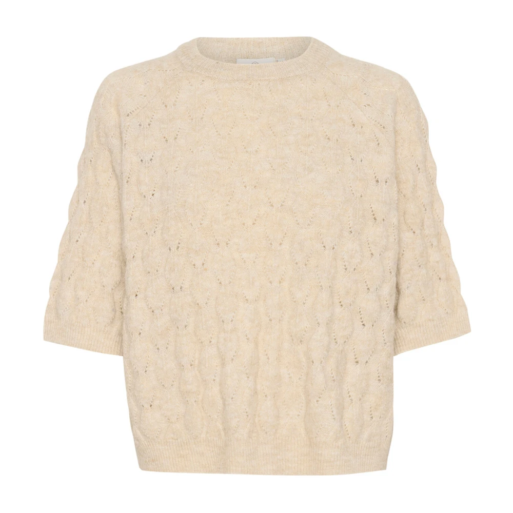 Kaffe Women's Beige Round-Neck Knitwear,, Feather Gray Melange Knit Pullover 2XL