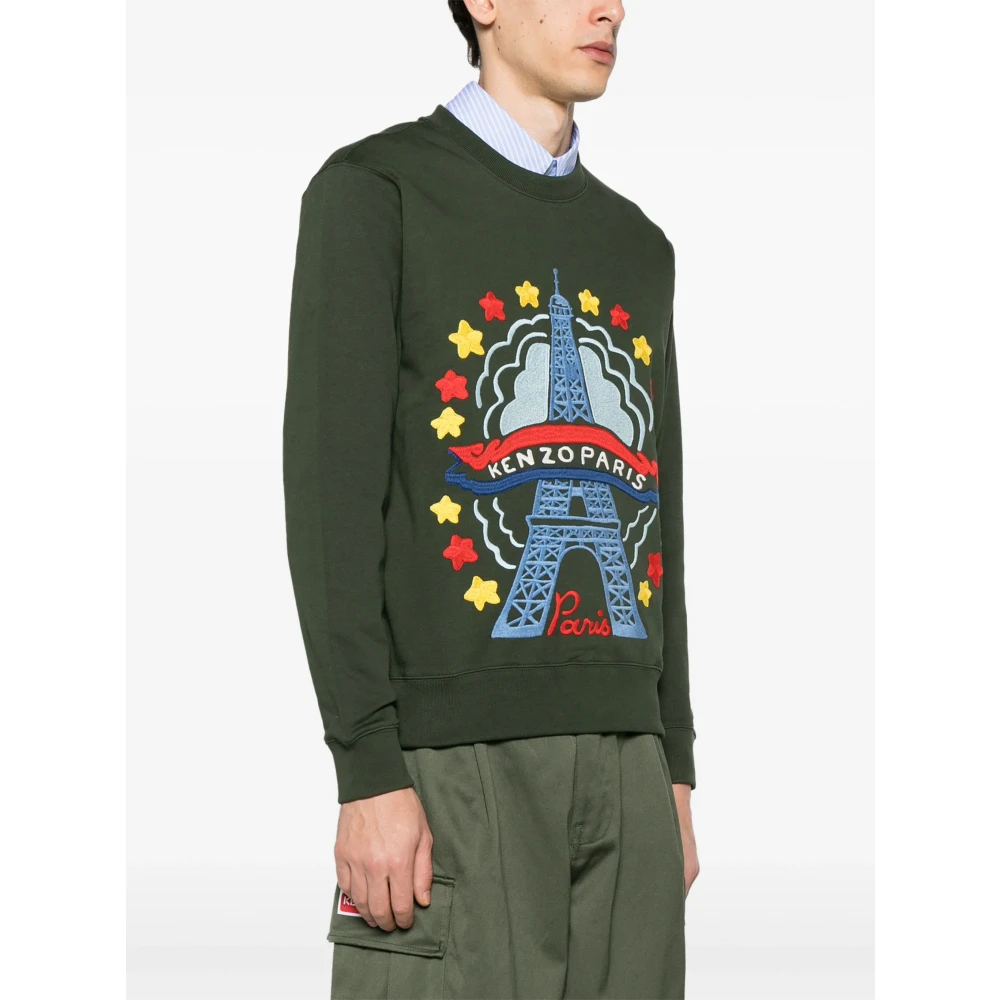 Kenzo Getekende Varsity Sweater Green Heren