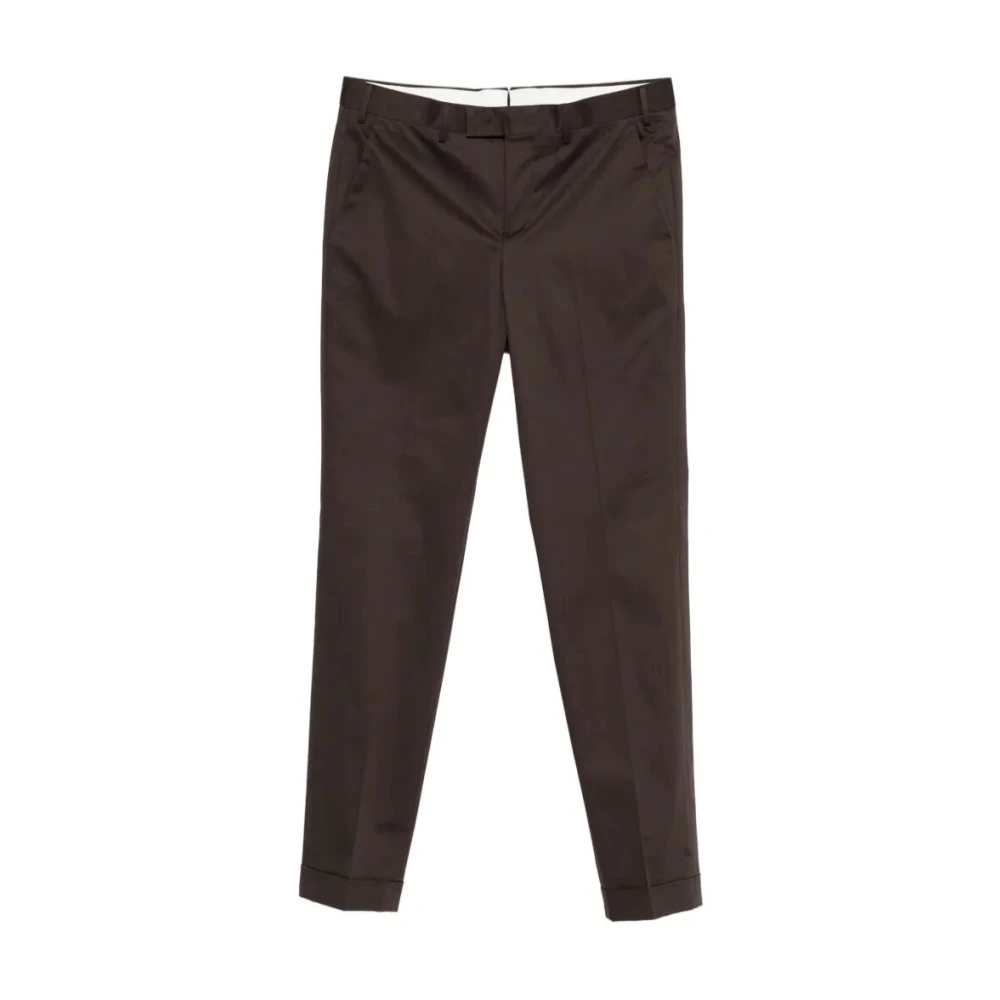 Pt Torino Men's Brown Slim-Fit Trousers, S, Master Fit Trousers