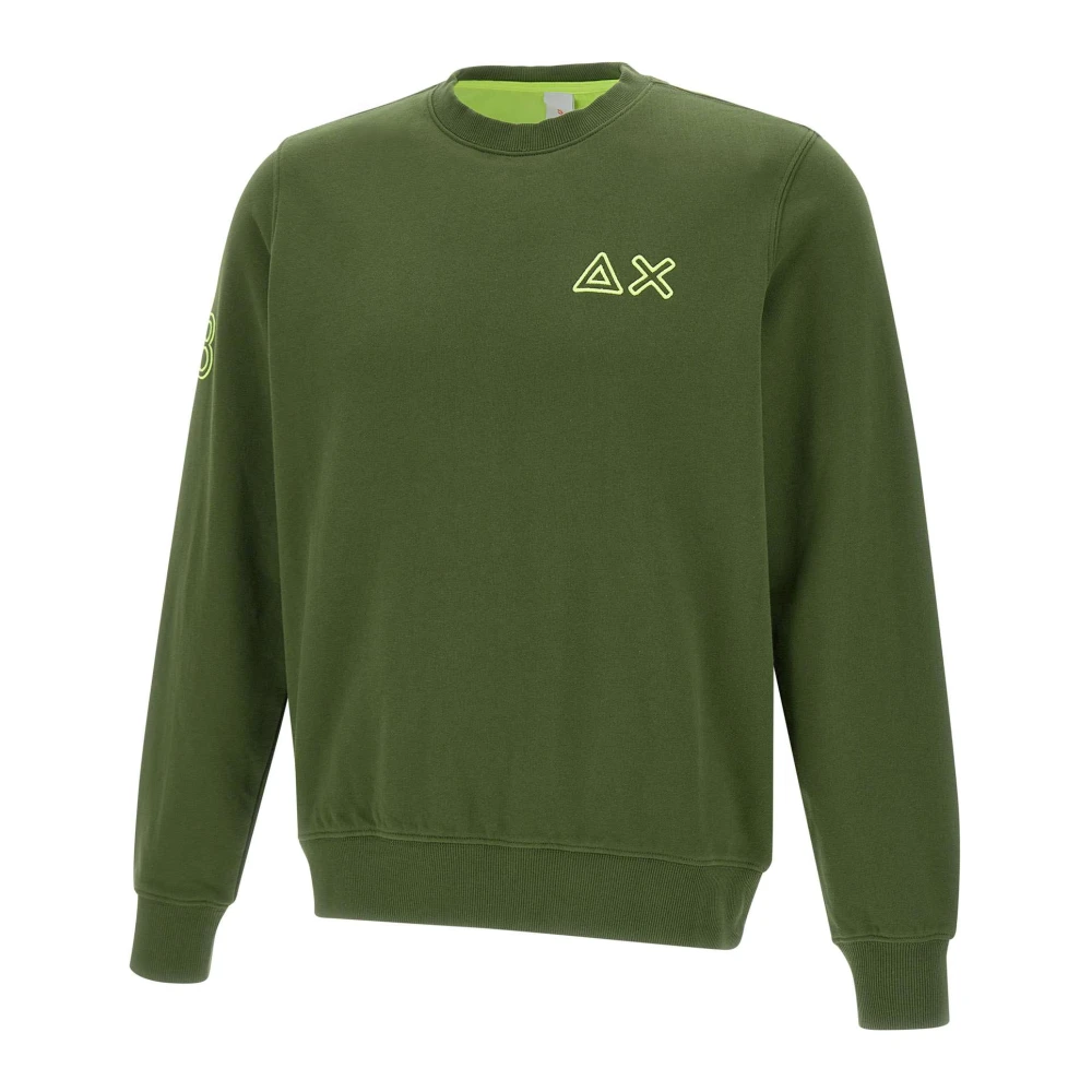 Sun68 Green Cotton Sweatshirt With Fluorescent Logo - Male - Sweatshirts - L - Sweatshirts & Hoodies