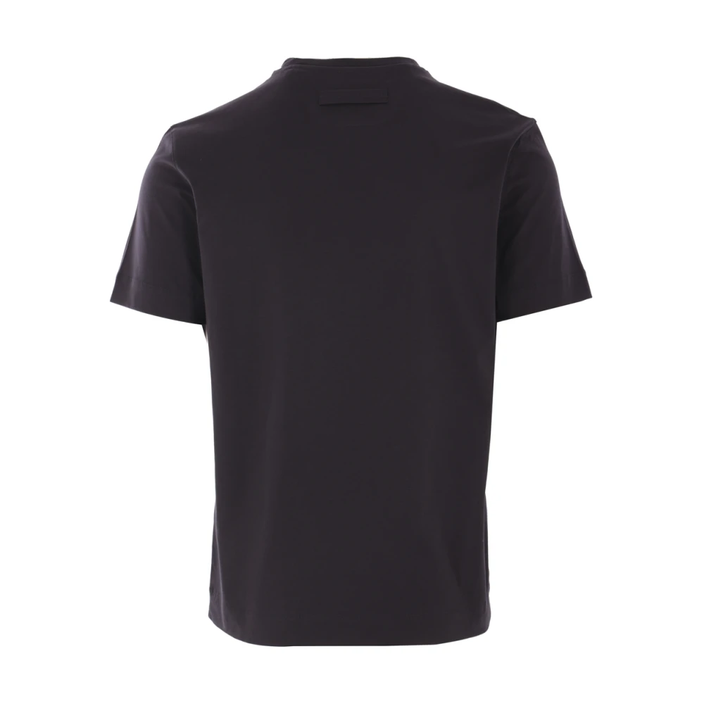 Ermenegildo Zegna Blauw Katoenen Logo Geborduurd T-shirt Blue Heren