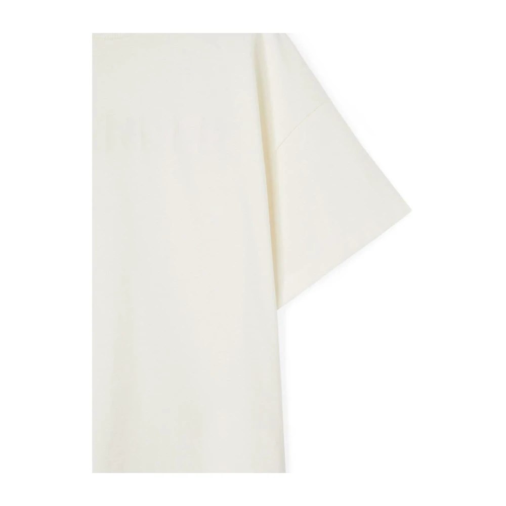 Jil Sander Wit Logo Print Katoenen T-shirt Beige Heren