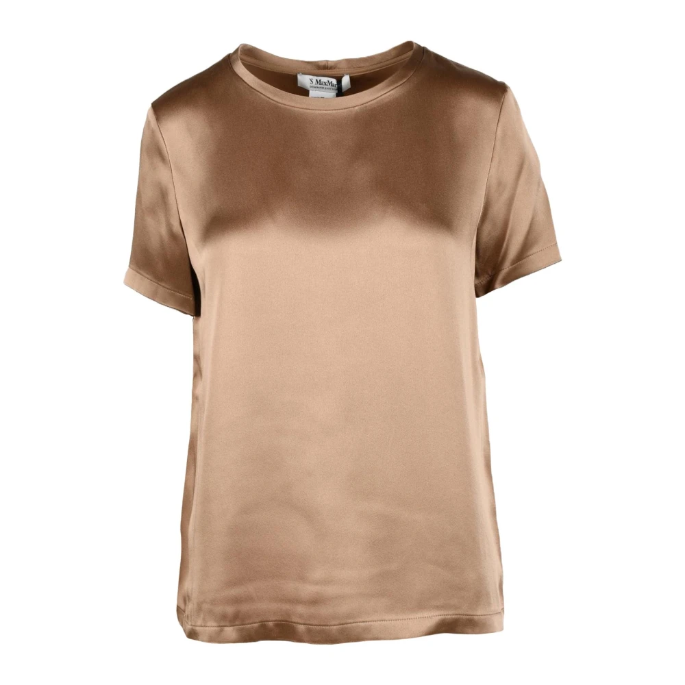 Max Mara Elegante Viscose Blend Gebreide Top Brown Dames