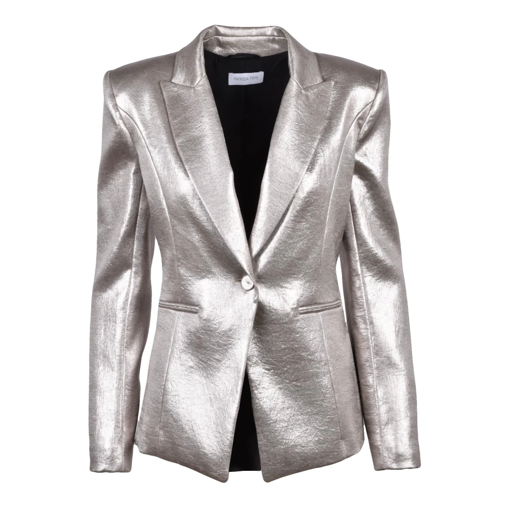 Patrizia Pepe Women's Gray Structured Jacket With Button Closure - Blazers - L - Jackets