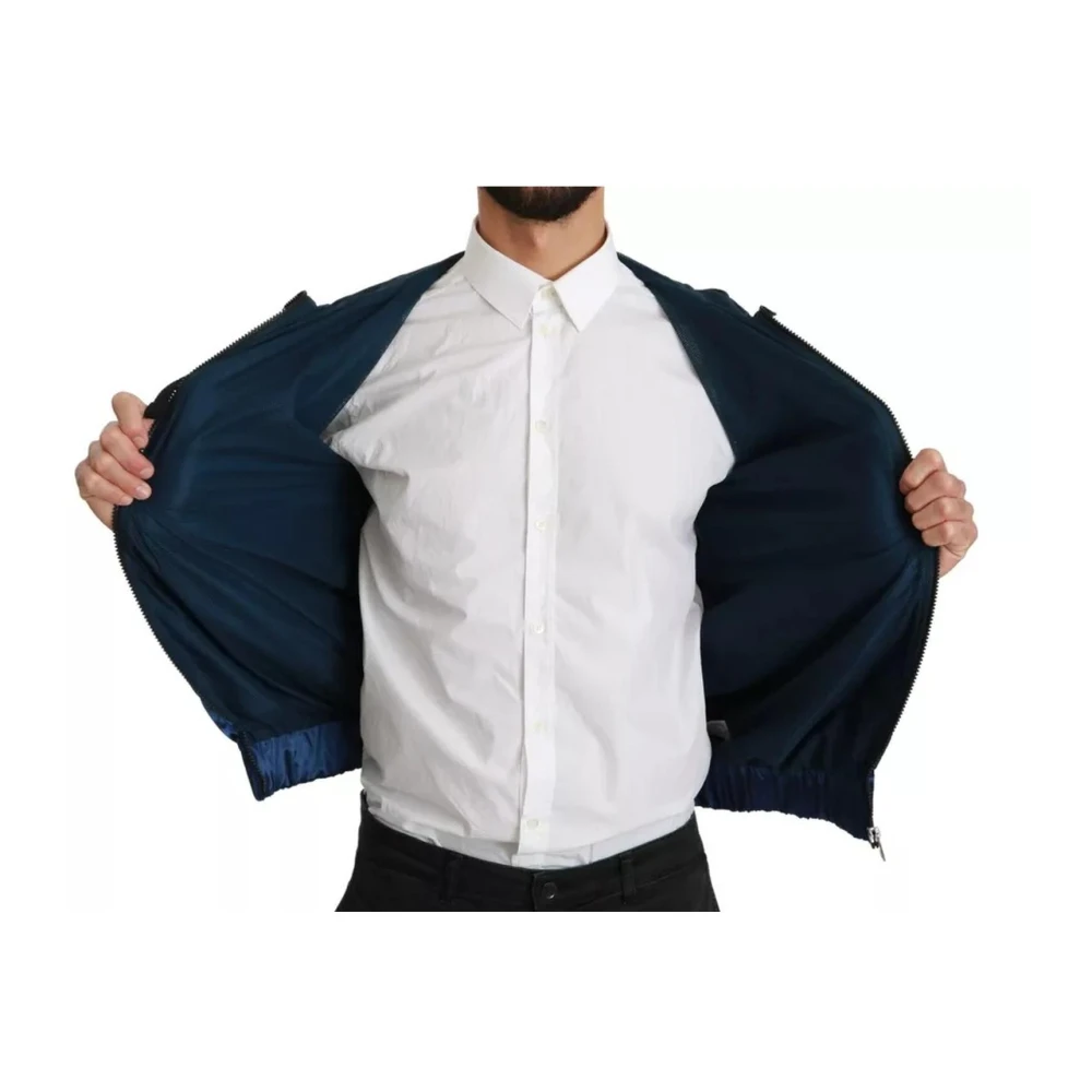Dolce & Gabbana Blauwe Hoodie met Rits en Mesh Blue Heren