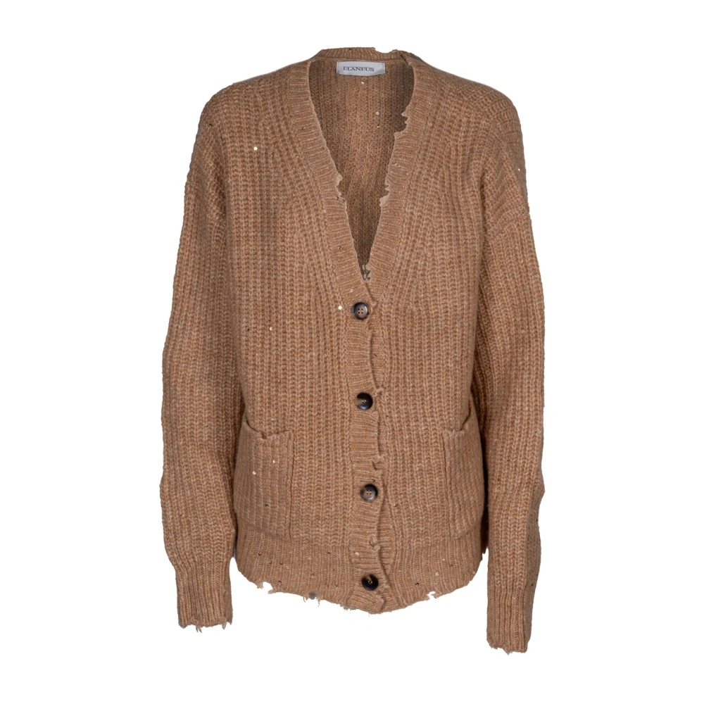 Laneus Damesvest met Vernietigd Detail Brown Dames