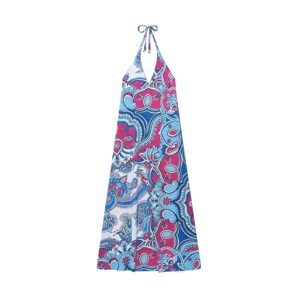 Maliparmi Women's Blue Short Dresses, M, Hippie Lotus Dress