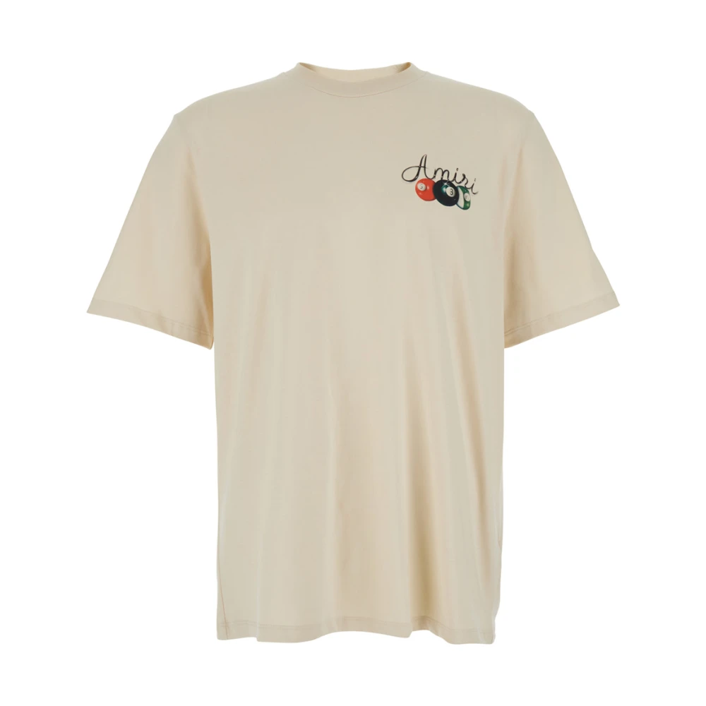 Amiri Beige T-shirt met ronde hals en logo print Beige Heren